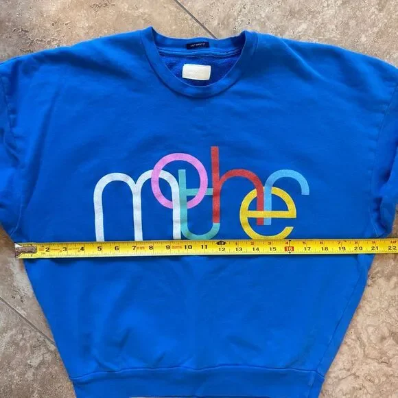 Mother The Drop Square 80’s Sweatshirt Womens XS Blue Graphic Crewneck Pullover - Picture 10 of 11
